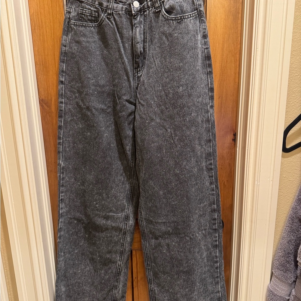 Classic Black Acid-wash Denim Baggy Jeans